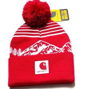 Carhartt Winter Holiday Theme Youth Beanie Pom Pom Cold Weather Winter Hat Sz OS